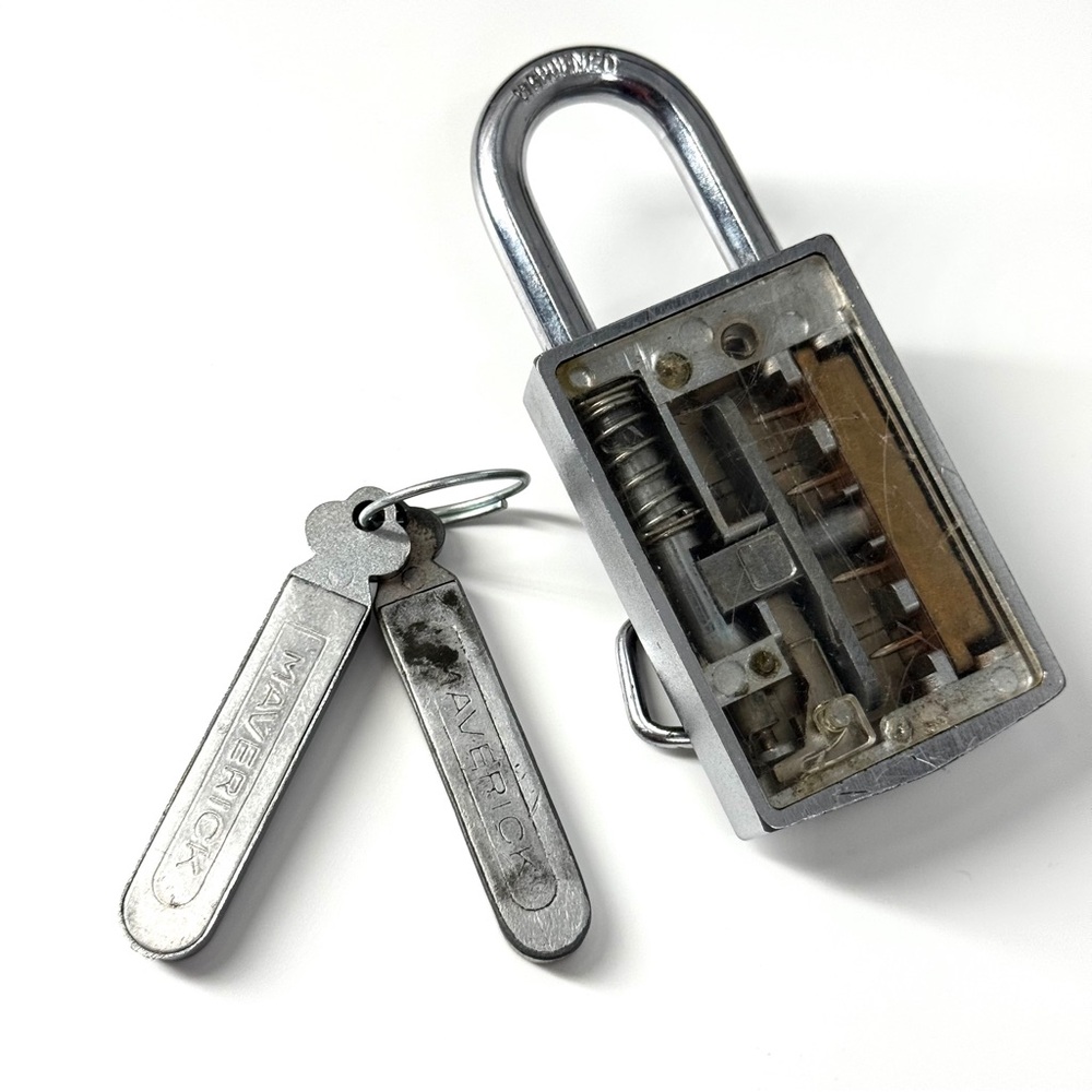 Rare Vintage Maverick Magnetic Padlock Transparent Belt Buckle